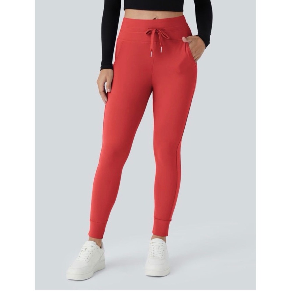 Halara High Waisted Drawstring Slim Fit Joggers Length Pockets M Petite